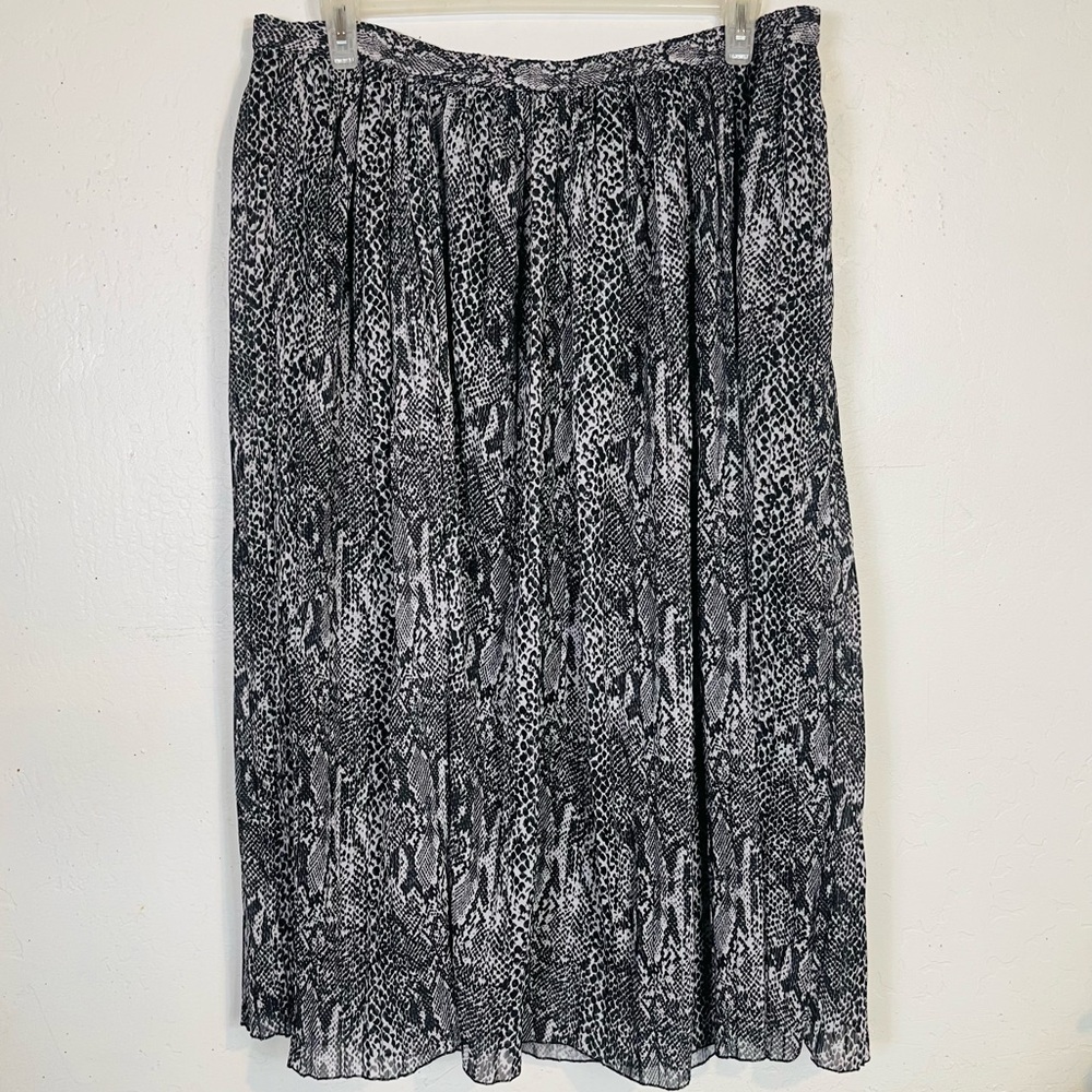 Y2K Cathy Daniels Plus Size 3X Snake Print Maxi Skirt Sheer Lined Gray Black